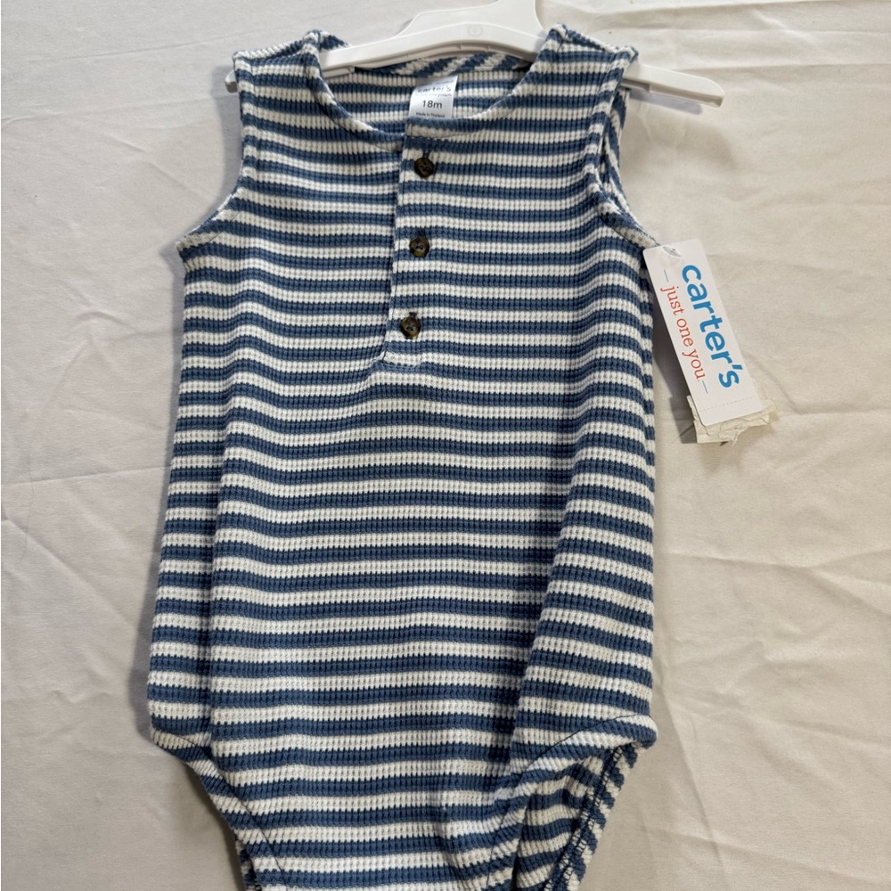 Carter's Navy and White Striped Sleeveless Onesie